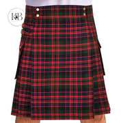 Scottish McDonald Tartan Utility Fashion Pocket Active Men Kilt