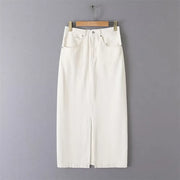 Denim Skirt Versatile Loose Hem Split High Waist