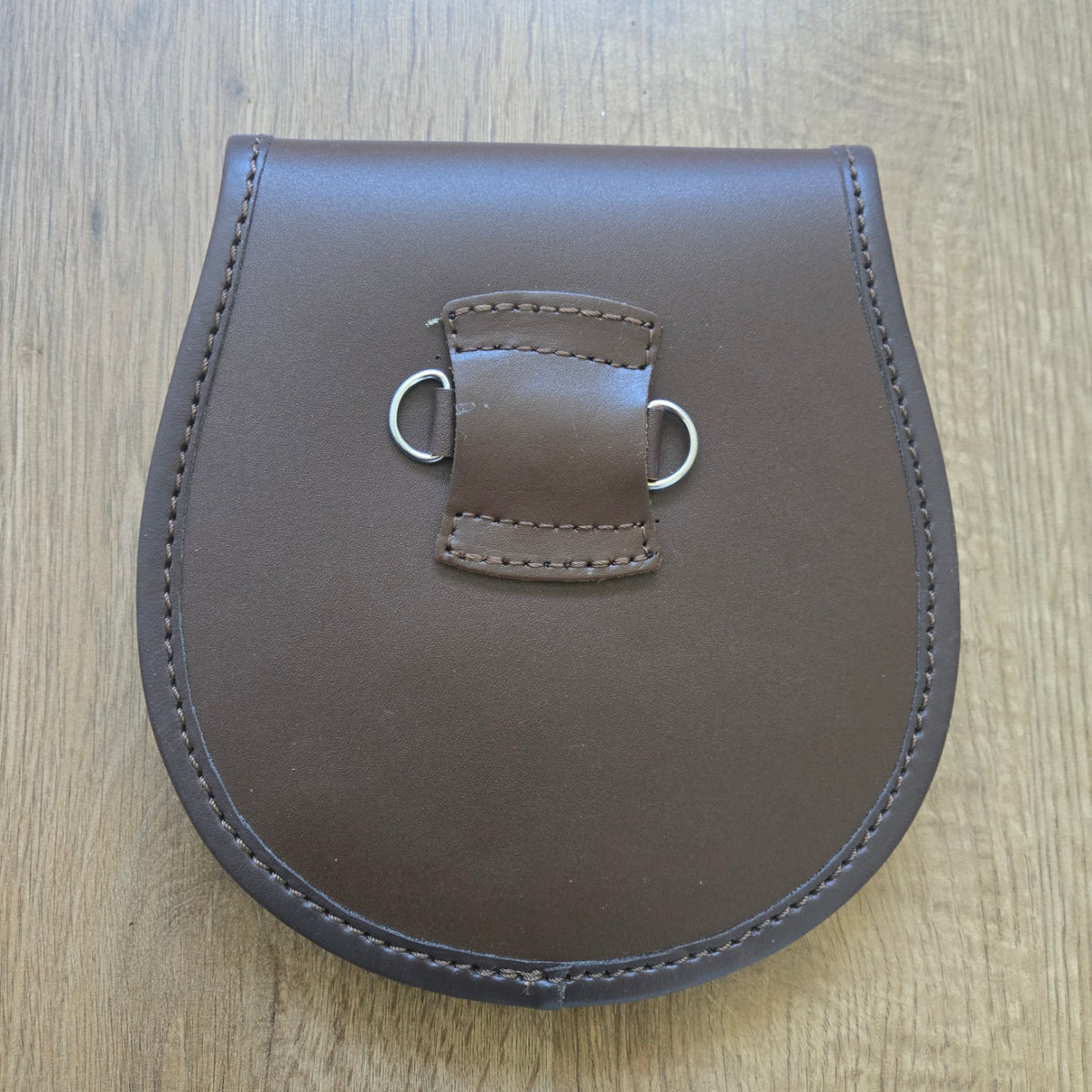 Black Stewart Tartan Brown Leather Semi Dress Hybrid Sporran Chain Belt