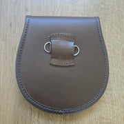 Black Stewart Tartan Brown Leather Semi Dress Hybrid Sporran Chain Belt