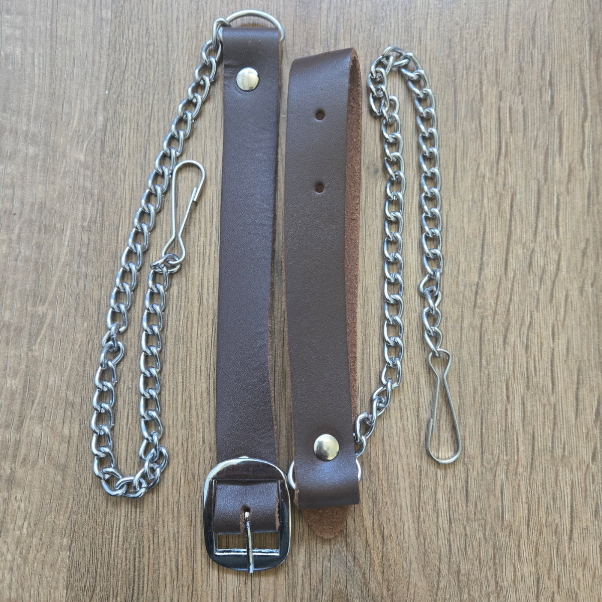 Black Stewart Tartan Brown Leather Semi Dress Hybrid Sporran Chain Belt