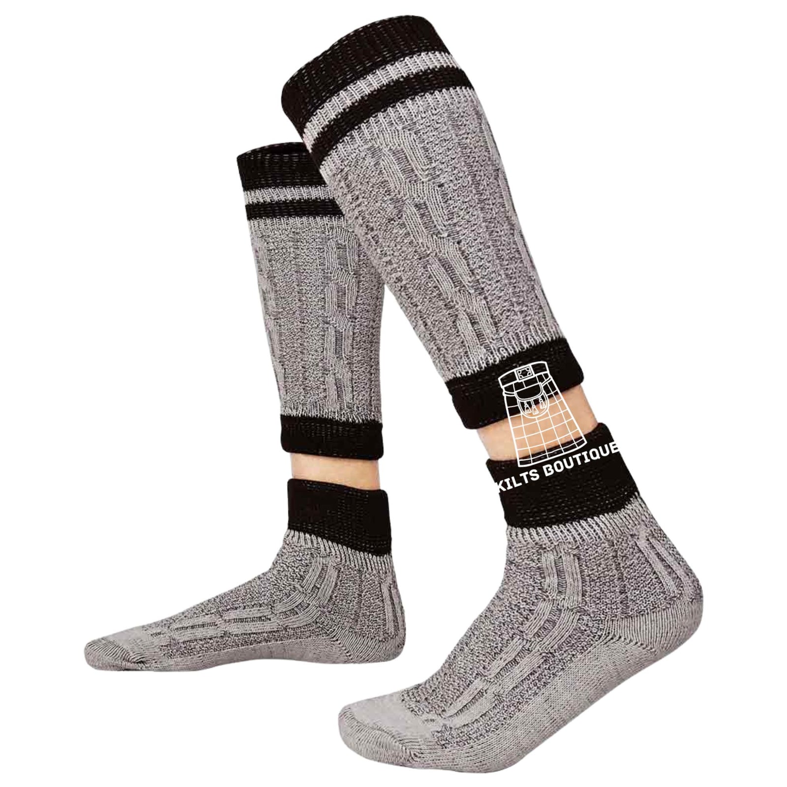 Traditional Bavarian Two-Piece Socks – Rustic Striped Oktoberfest Lederhosen Socks