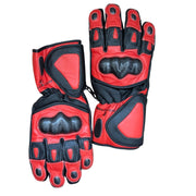Red Thermal Waterproof Motorcycle Gloves – Carbon Fiber Knuckle Protection & Thermal Lining