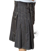 Black Handmade Utility Kilt Work wear Utility kilt Craftman Workout Cargo Kilt