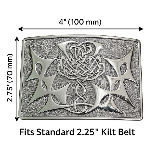 Scottish Thistle Kilt Belt Buckle – Chrome Finish, Fits Standard 2.25" Belts | Kilts Boutique Highland Dress Accessory