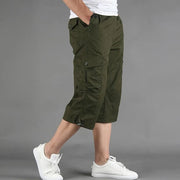 Long Length Cargo Shorts Men Summer Casual Cotton Multi Pockets Hot Breeches Cropped Trousers Military Camouflage Shorts