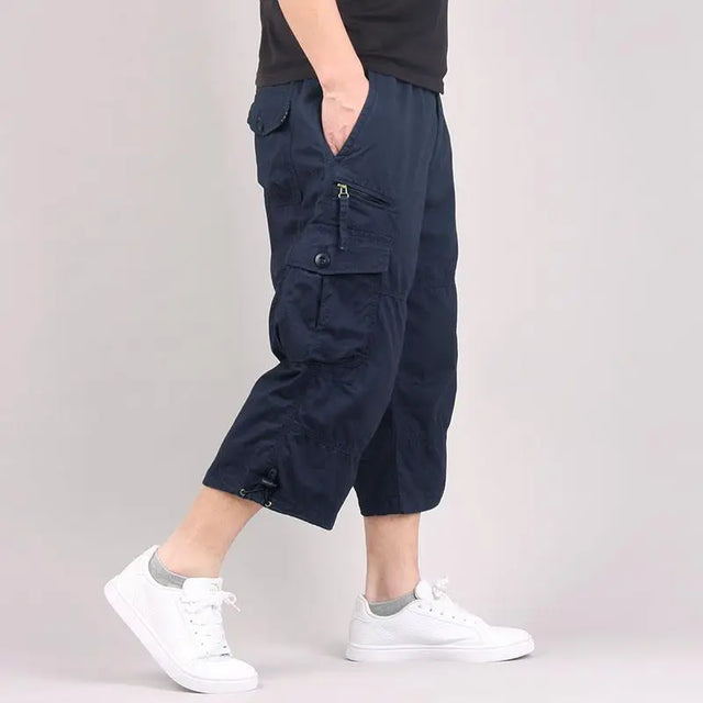Long Length Cargo Shorts Men Summer Casual Cotton Multi Pockets Hot Breeches Cropped Trousers Military Camouflage Shorts
