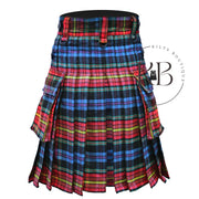 Scottish Men Tartan LGBT Utility Modern Kilt With Leather Straps Pockets Kilt LGBTQ Pride Kilt