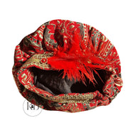 Renaissance Medieval Elizabethan Victorian Revolutionary red / gold buccaneer colonial floppy poet muffin hat