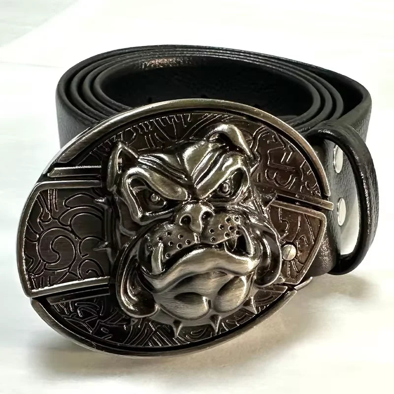 Vintage Belt Adjustable Metal Buckle Fashion Waistband Punk Western Cowboy Waist Strap Stylish Embossed Belt with Buckle