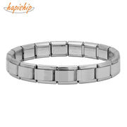 Unisex Stainless Steel Bracelet – 9mm Silver Link Elastic Band, Simple Trendy Charm Jewelry for Daily Wear & Parties