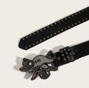 Gothic Punk Leather Belt  Metal Buckle Waist Strap Designer Luxury Female Decorative Waistband