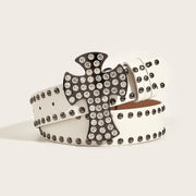 Gothic Punk Leather Belt  Metal Buckle Waist Strap Designer Luxury Female Decorative Waistband