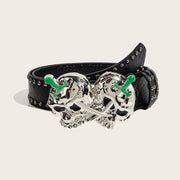 Gothic Punk Leather Belt  Metal Buckle Waist Strap Designer Luxury Female Decorative Waistband