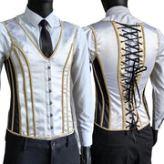 Men’s Waist Trainer Corset Vest – Lace-Up Vintage Waistcoat with Boning