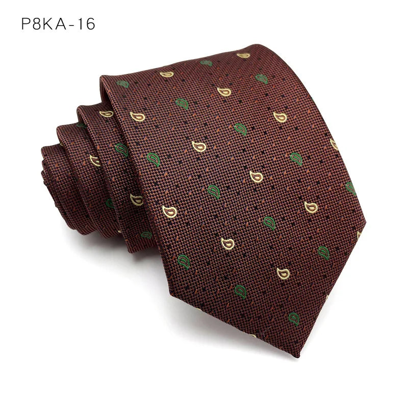 Luxury 8CM Mens Necktie Floral Paisley Ties Groom Groomsman Jacquard Woven Neck Tie