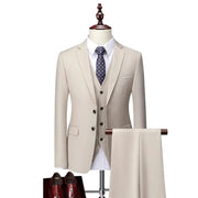Men’s 3-Piece Slim Fit Suit Set – Blazer, Vest & Pants | Casual Business Solid Color Outfit