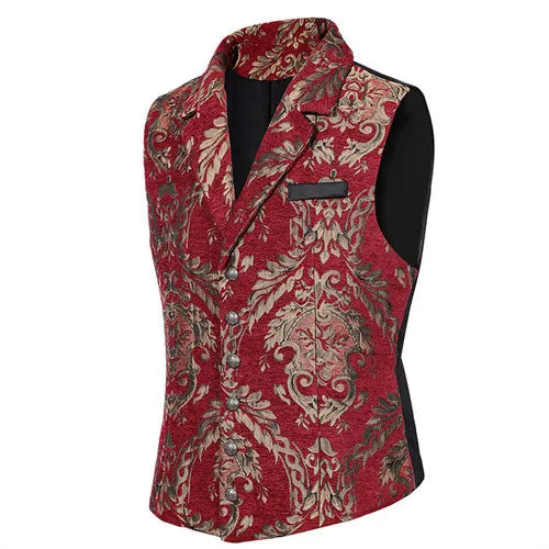 Men’s Luxury Jacquard Suit Vest – Loose-Fit Formal Waistcoat for Wedding, Ball & Party – Adjustable Back – Lined Dress Vest