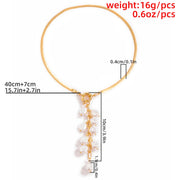 Pearl Pendant Snake Chain Tassel Choker Necklace