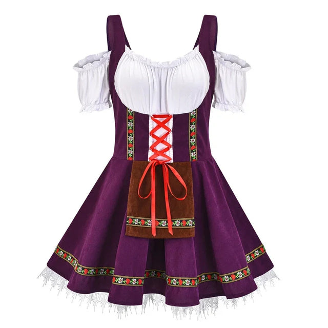 Women’s Dirndl Dress – Traditional Bavarian Oktoberfest Costume with Apron