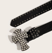 Gothic Punk Leather Belt  Metal Buckle Waist Strap Designer Luxury Female Decorative Waistband