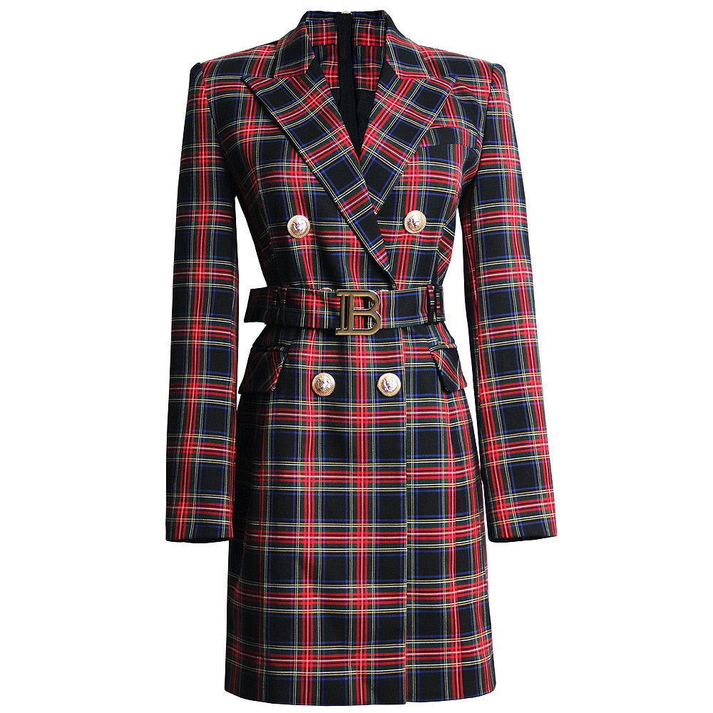 red tartan blazer dress How to Style a Plaid Blazer from Day to Night -