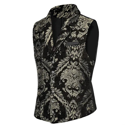 Men’s Luxury Jacquard Suit Vest – Loose-Fit Formal Waistcoat for Wedding, Ball & Party – Adjustable Back – Lined Dress Vest