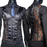 Men’s Waist Trainer Corset Vest – Lace-Up Vintage Waistcoat with Boning