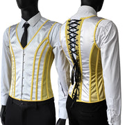 Men’s Waist Trainer Corset Vest – Lace-Up Vintage Waistcoat with Boning