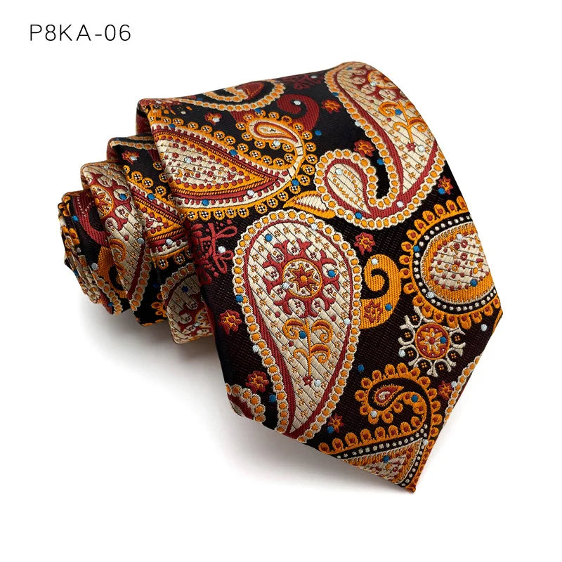 Luxury 8CM Mens Necktie Floral Paisley Ties Groom Groomsman Jacquard Woven Neck Tie