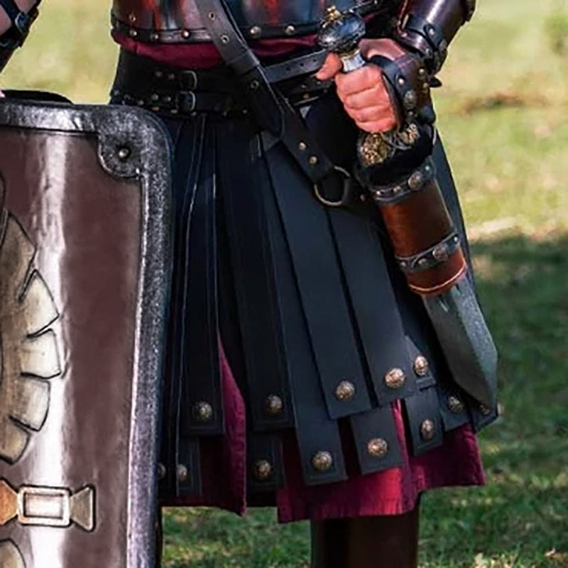Greek Roman Gladiator PU Leather Battle Kilt Medieval Warrior Legion Men Belt Armor LARP
