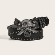 Gothic Punk Leather Belt  Metal Buckle Waist Strap Designer Luxury Female Decorative Waistband