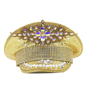 Sequin Burning gold Bride Military Hat Handmade Sailor Captain Sergeant Hat Birthday Festival Part Hat