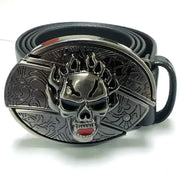 Vintage Belt Adjustable Metal Buckle Fashion Waistband Punk Western Cowboy Waist Strap Stylish Embossed Belt with Buckle