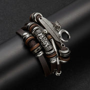 Vintage Brown Multilayer Braided Rope Bracelets Charm Wrap Wristbands