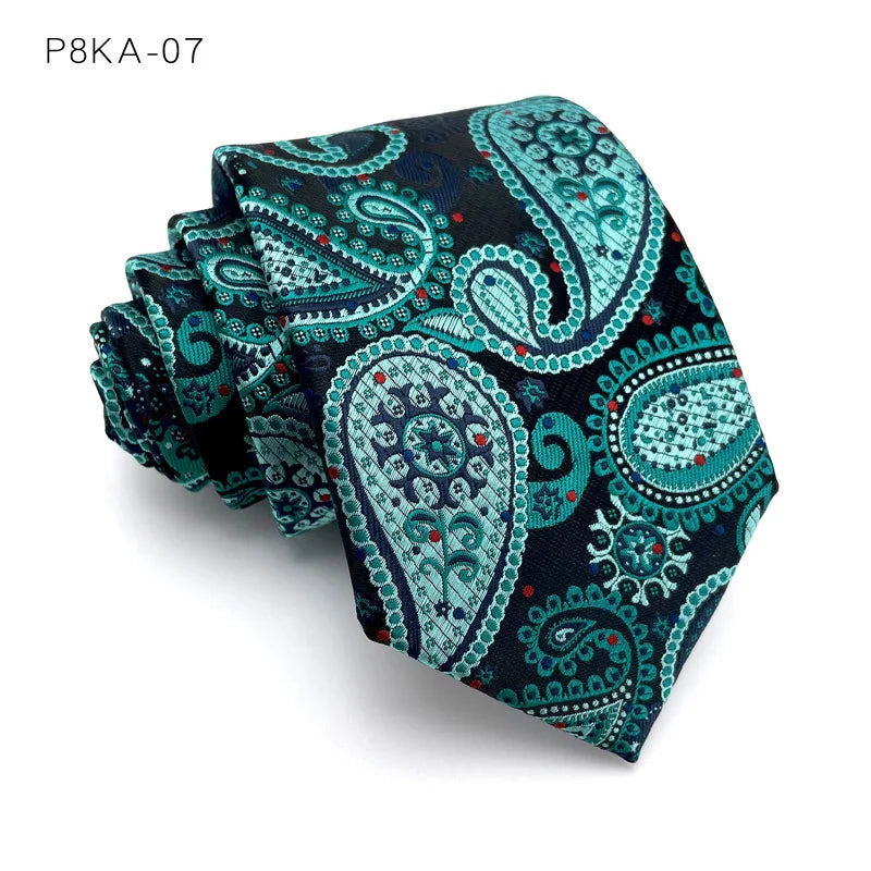 Luxury 8CM Mens Necktie Floral Paisley Ties Groom Groomsman Jacquard Woven Neck Tie