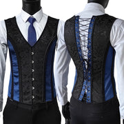 Men’s Waist Trainer Corset Vest – Lace-Up Vintage Waistcoat with Boning
