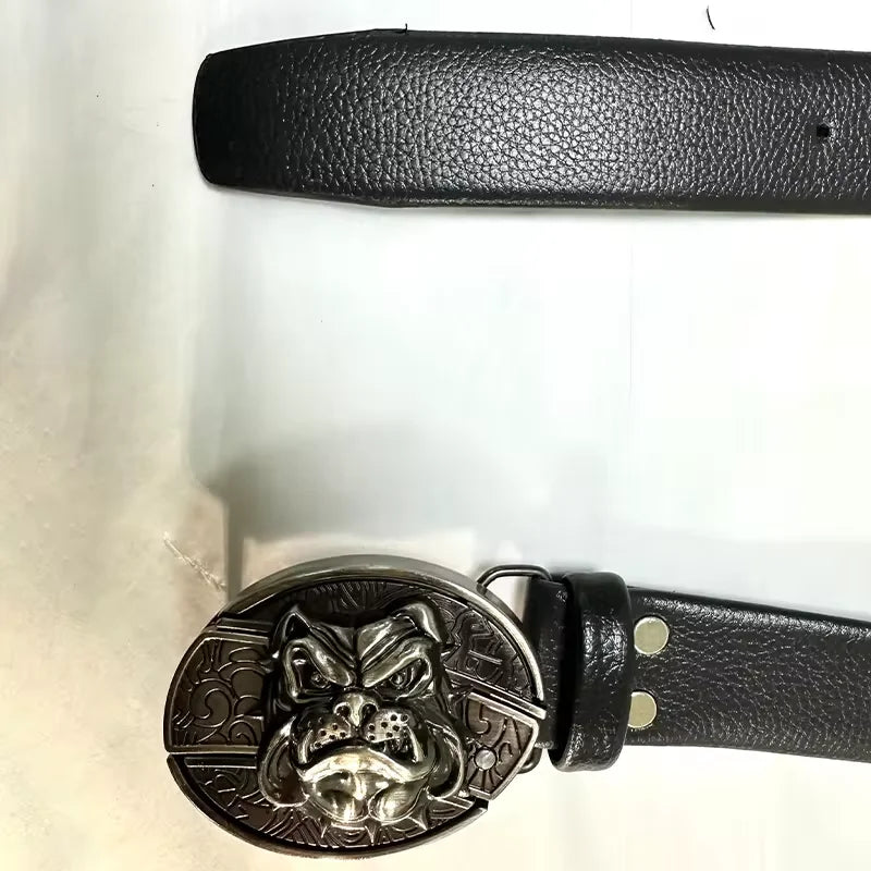 Vintage Belt Adjustable Metal Buckle Fashion Waistband Punk Western Cowboy Waist Strap Stylish Embossed Belt with Buckle