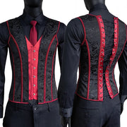 Men’s Waist Trainer Corset Vest – Lace-Up Vintage Waistcoat with Boning