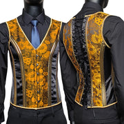 Men’s Waist Trainer Corset Vest – Lace-Up Vintage Waistcoat with Boning