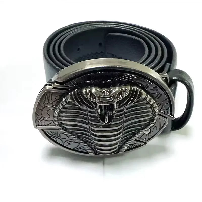 Vintage Belt Adjustable Metal Buckle Fashion Waistband Punk Western Cowboy Waist Strap Stylish Embossed Belt with Buckle