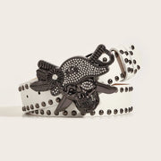 Gothic Punk Leather Belt  Metal Buckle Waist Strap Designer Luxury Female Decorative Waistband