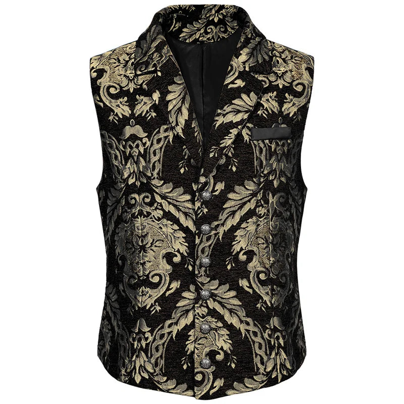 Men’s Luxury Jacquard Suit Vest – Loose-Fit Formal Waistcoat for Wedding, Ball & Party – Adjustable Back – Lined Dress Vest