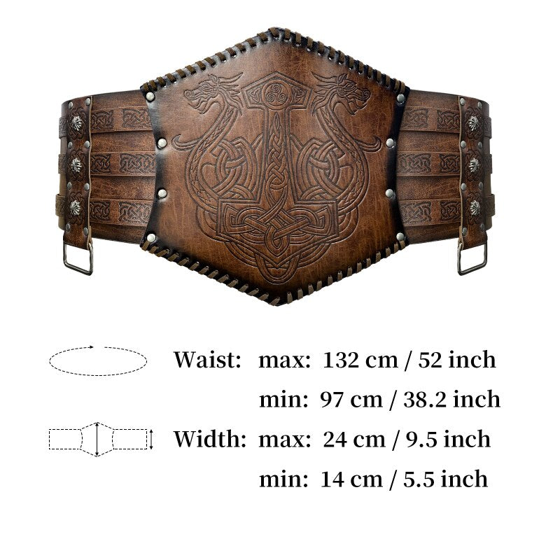Vikings Belt Wide PU Leather Medieval Larp Armor Kit Heavy Belt Celtic Halloween Emboss Waistband
