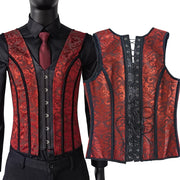 Men’s Waist Trainer Corset Vest – Lace-Up Vintage Waistcoat with Boning