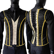 Men’s Waist Trainer Corset Vest – Lace-Up Vintage Waistcoat with Boning