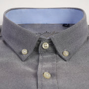 Men's Fashion Long Sleeve Solid Oxford Shirt Single Patch Pocket Standard-fit Button-down Collar Shirts
