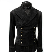 Men’s Victorian Steampunk Velvet Waistcoat – Double-Breasted Gothic Tailored Vest