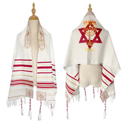 Traditional Jewish Tallit Prayer Shawl with David’s Star & Menorah – 52×180 cm for Shacharit & Yom Kippur