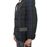 Men’s Scottish Black Watch Tartan Blazer Jacket – Acrylic Wool Fabric, Satin Lapels, Double-Breasted